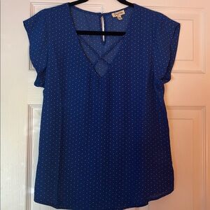 Lily Bleu Vibrant Blue Blouse with Orange Polka Dots